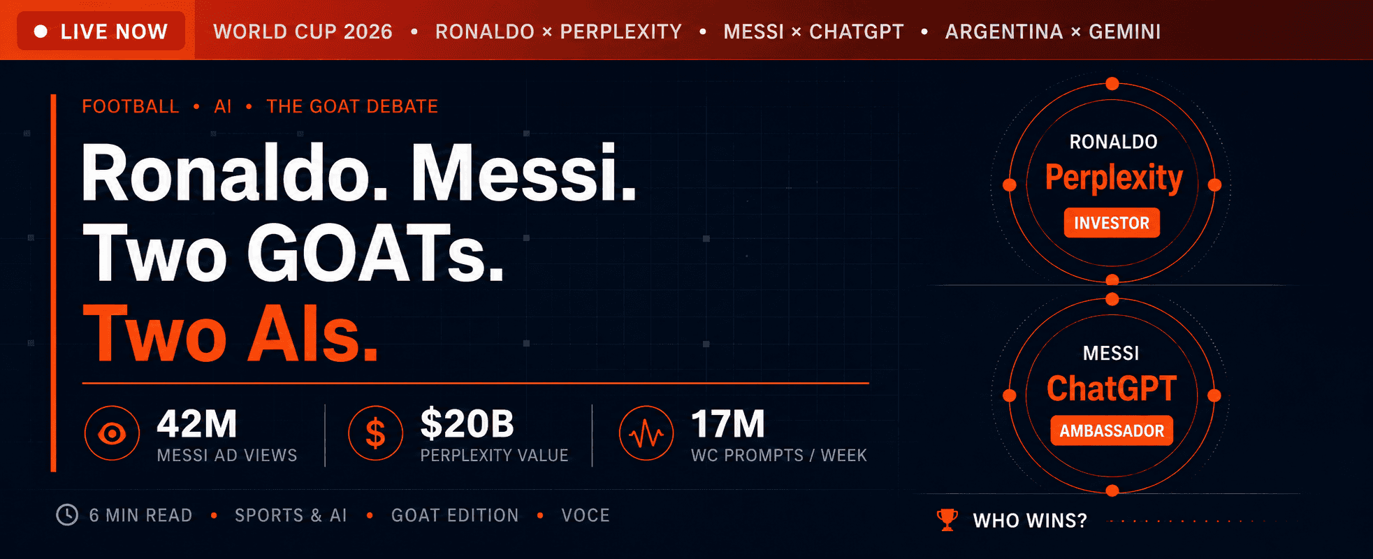 Ronaldo Backs Perplexity. Messi Signs ChatGPT. Argentina Wears Gemini. The GOAT Debate Just Went Digital.
