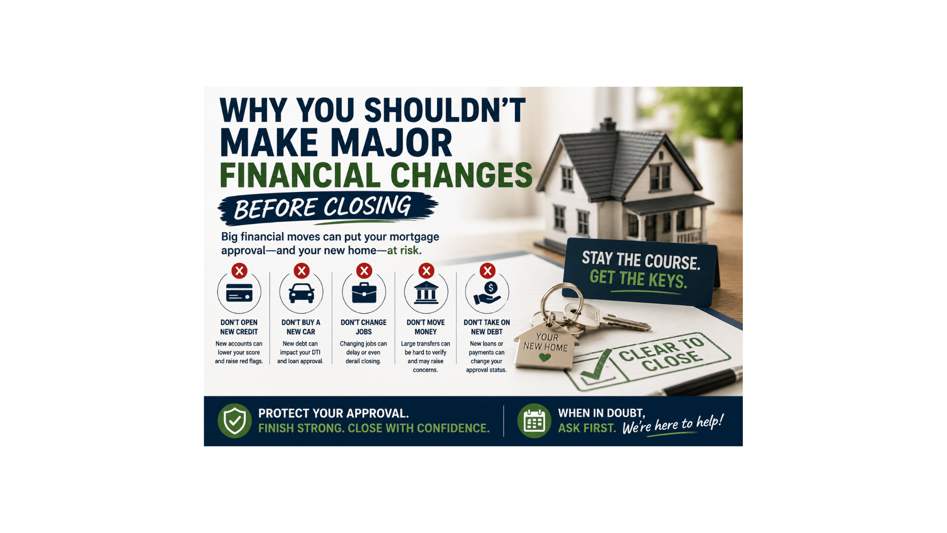 Why You Shouldn't Make Major Financial Changes Before Closing
